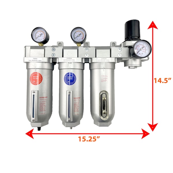 3/4 NPT SUPER DUTY 4 Stages Filter Regulator Coalescing Desiccant Dryer System (AUTO DRAIN)